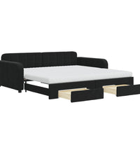 Tagesbett Ausziehbar mit Schubladen Schwarz 100x200 cm Samt