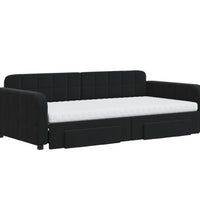 Tagesbett Ausziehbar mit Schubladen Schwarz 100x200 cm Samt