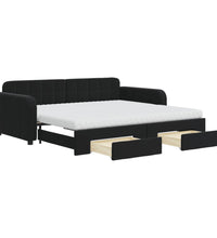 Tagesbett Ausziehbar mit Schubladen Schwarz 90x190 cm Samt
