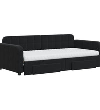 Tagesbett Ausziehbar mit Schubladen Schwarz 90x190 cm Samt