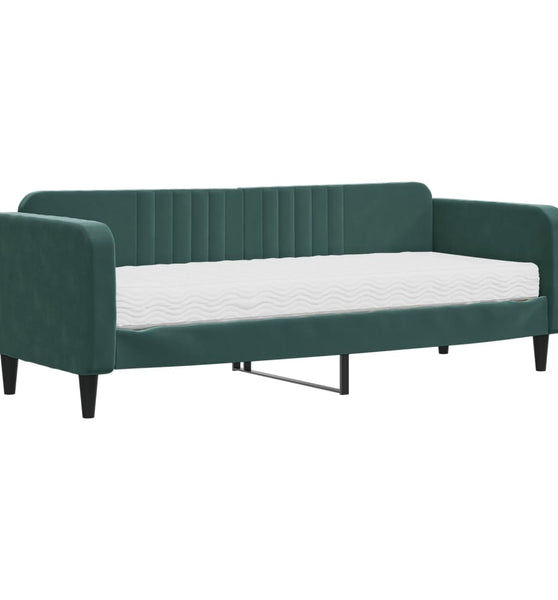 Tagesbett mit Matratze Dunkelgrün 80x200 cm Samt