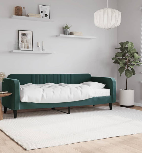 Tagesbett mit Matratze Dunkelgrün 80x200 cm Samt