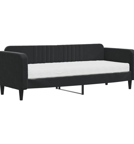 Tagesbett mit Matratze Schwarz 80x200 cm Samt