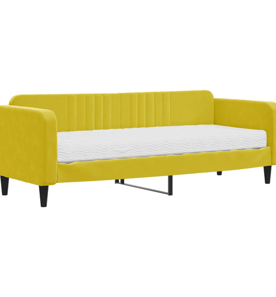Tagesbett mit Matratze Gelb 80x200 cm Samt