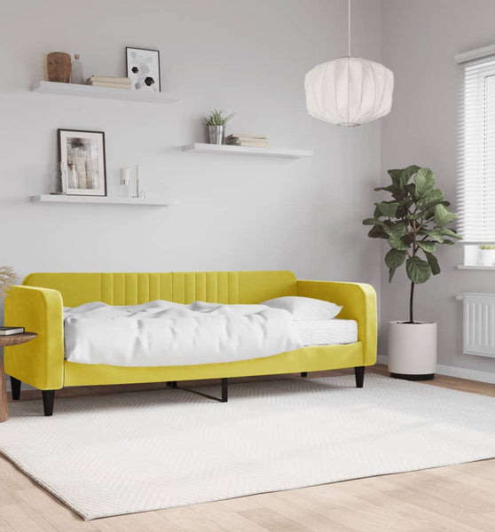 Tagesbett mit Matratze Gelb 80x200 cm Samt