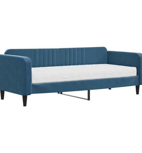 Tagesbett mit Matratze Blau 90x200 cm Samt