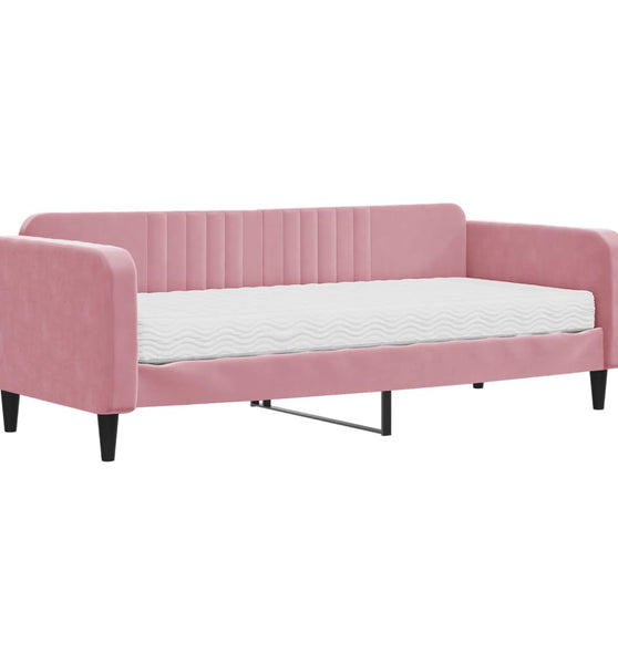 Tagesbett mit Matratze Rosa 90x200 cm Samt