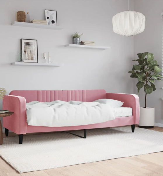 Tagesbett mit Matratze Rosa 90x200 cm Samt
