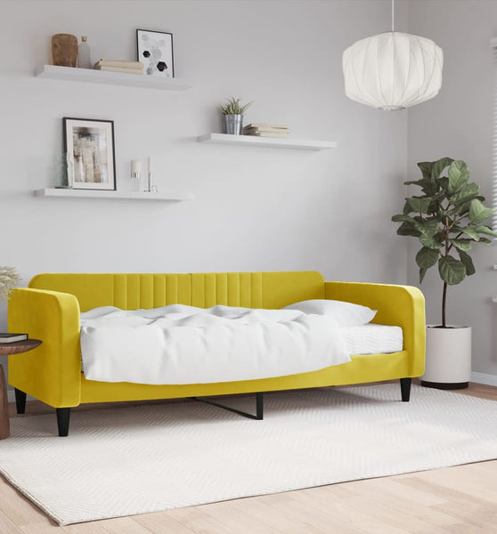 Tagesbett mit Matratze Gelb 90x200 cm Samt