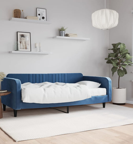 Tagesbett mit Matratze Blau 100x200 cm Samt