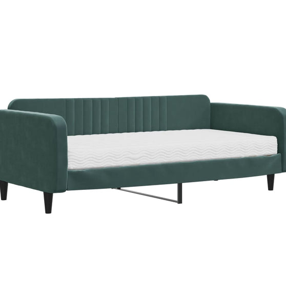 Tagesbett mit Matratze Dunkelgrün 100x200 cm Samt