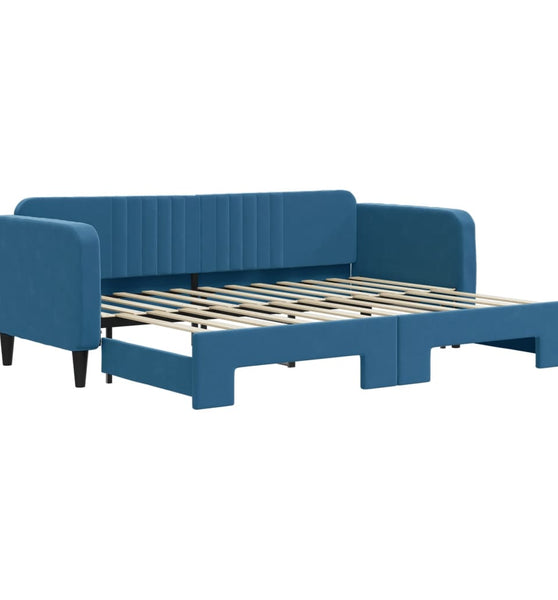 Tagesbett Ausziehbar Blau 80x200 cm Samt