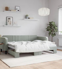 Tagesbett Ausziehbar Hellgrau 80x200 cm Samt