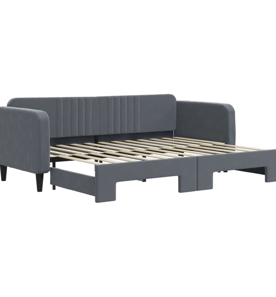 Tagesbett Ausziehbar Dunkelgrau 80x200 cm Samt
