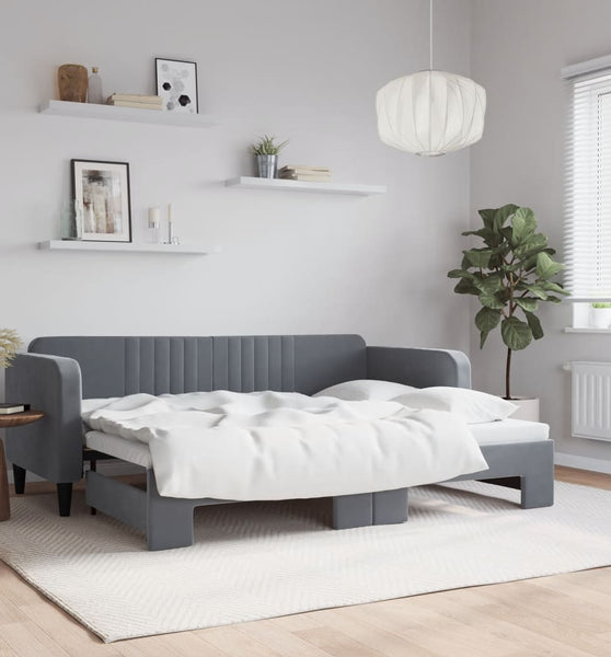 Tagesbett Ausziehbar Dunkelgrau 80x200 cm Samt