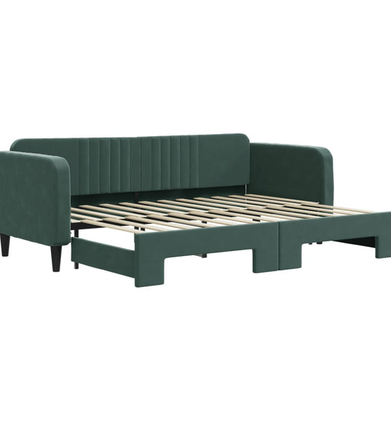 Tagesbett Ausziehbar Dunkelgrün 80x200 cm Samt