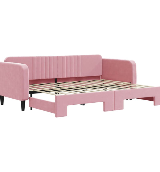 Tagesbett Ausziehbar Rosa 80x200 cm Samt