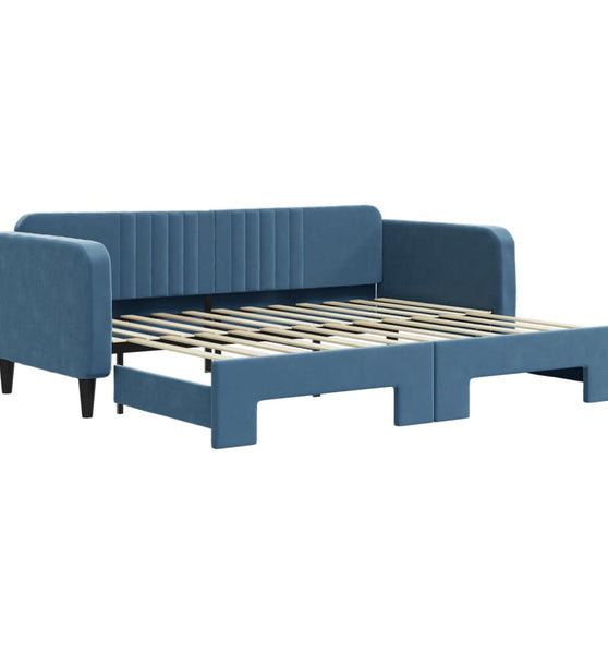 Tagesbett Ausziehbar Blau 90x200 cm Samt