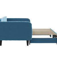 Tagesbett Ausziehbar Blau 90x200 cm Samt