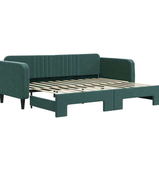 Tagesbett Ausziehbar Dunkelgrün 90x200 cm Samt