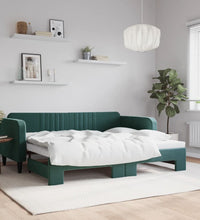 Tagesbett Ausziehbar Dunkelgrün 90x200 cm Samt