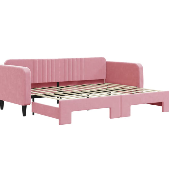 Tagesbett Ausziehbar Rosa 90x200 cm Samt