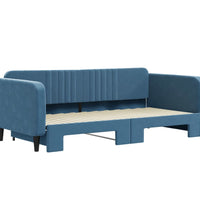 Tagesbett Ausziehbar Blau 100x200 cm Samt