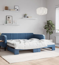 Tagesbett Ausziehbar Blau 100x200 cm Samt