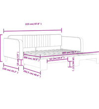 Tagesbett Ausziehbar Dunkelgrau 100x200 cm Samt