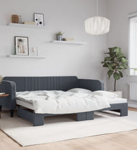 Tagesbett Ausziehbar Dunkelgrau 100x200 cm Samt