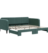 Tagesbett Ausziehbar Dunkelgrün 100x200 cm Samt