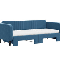 Tagesbett Ausziehbar mit Matratzen Blau 80x200 cm Samt