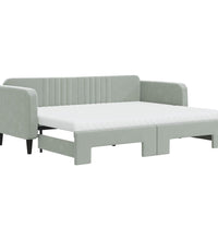 Tagesbett Ausziehbar mit Matratzen Hellgrau 80x200 cm Samt