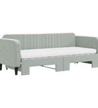 Tagesbett Ausziehbar mit Matratzen Hellgrau 80x200 cm Samt