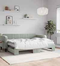 Tagesbett Ausziehbar mit Matratzen Hellgrau 80x200 cm Samt