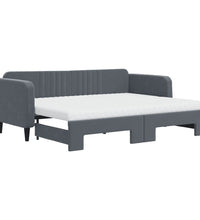 Tagesbett Ausziehbar mit Matratzen Dunkelgrau 80x200 cm Samt