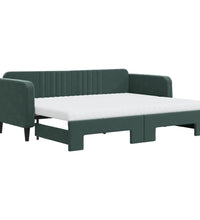 Tagesbett Ausziehbar mit Matratzen Dunkelgrün 80x200 cm Samt