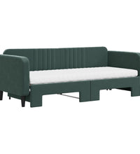 Tagesbett Ausziehbar mit Matratzen Dunkelgrün 80x200 cm Samt