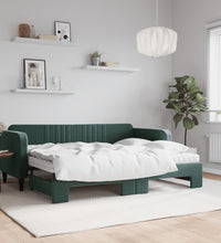 Tagesbett Ausziehbar mit Matratzen Dunkelgrün 80x200 cm Samt