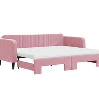 Tagesbett Ausziehbar mit Matratzen Rosa 80x200 cm Samt