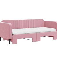 Tagesbett Ausziehbar mit Matratzen Rosa 80x200 cm Samt