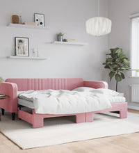 Tagesbett Ausziehbar mit Matratzen Rosa 80x200 cm Samt