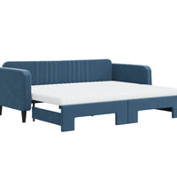 Tagesbett Ausziehbar mit Matratzen Blau 90x200 cm Samt