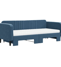Tagesbett Ausziehbar mit Matratzen Blau 90x200 cm Samt