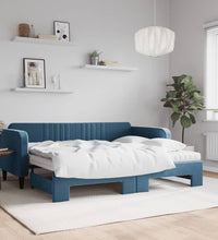 Tagesbett Ausziehbar mit Matratzen Blau 90x200 cm Samt