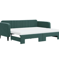 Tagesbett Ausziehbar mit Matratzen Dunkelgrün 90x200 cm Samt