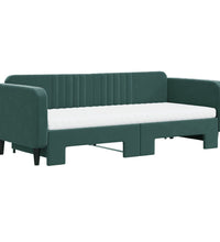 Tagesbett Ausziehbar mit Matratzen Dunkelgrün 90x200 cm Samt
