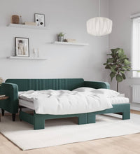 Tagesbett Ausziehbar mit Matratzen Dunkelgrün 90x200 cm Samt