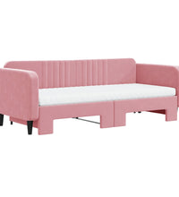 Tagesbett Ausziehbar mit Matratzen Rosa 90x200 cm Samt