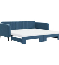 Tagesbett Ausziehbar mit Matratzen Blau 100x200 cm Samt
